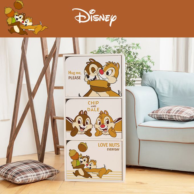 收納王妃 - 迪士尼 Disney【奇奇蒂蒂經典款】三層收納櫃 三層三門櫃雙層櫃 收納櫃 木櫃 書櫃