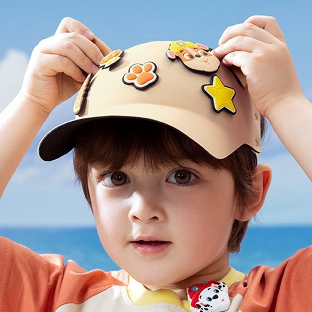 UPF50+立體造型遮陽帽-卡通人物小礫-淺卡其 (52-58cm)