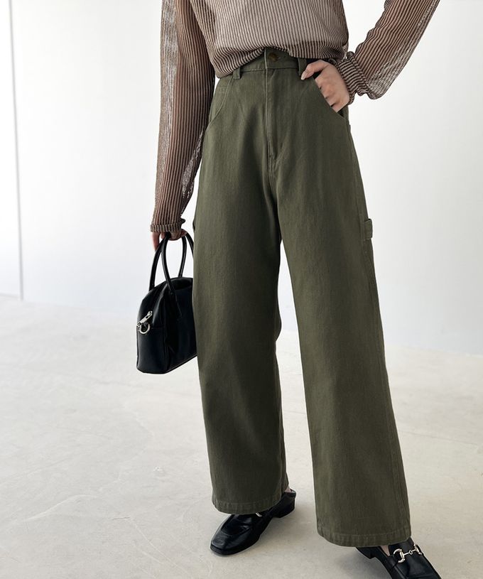 日本 Classical Elf - 超顯瘦厚磅百搭直筒褲-奶油米