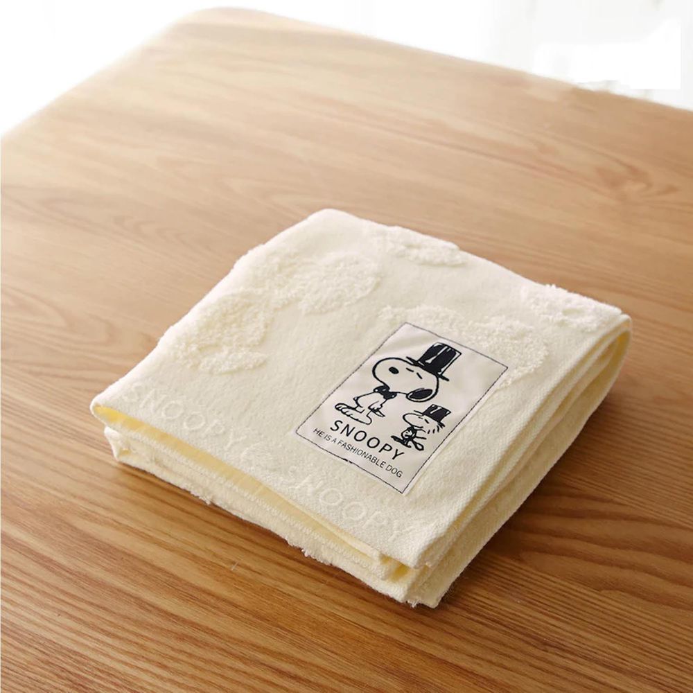日本千趣會 - 史努比 日本製今治純棉長毛巾-立體剪影-米 (34x80cm)