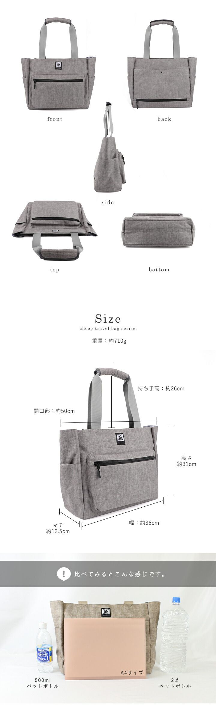 日本 LIZDAYS - 11口袋大容量防潑水便利旅行包-黑 (36x31x12.5cm)