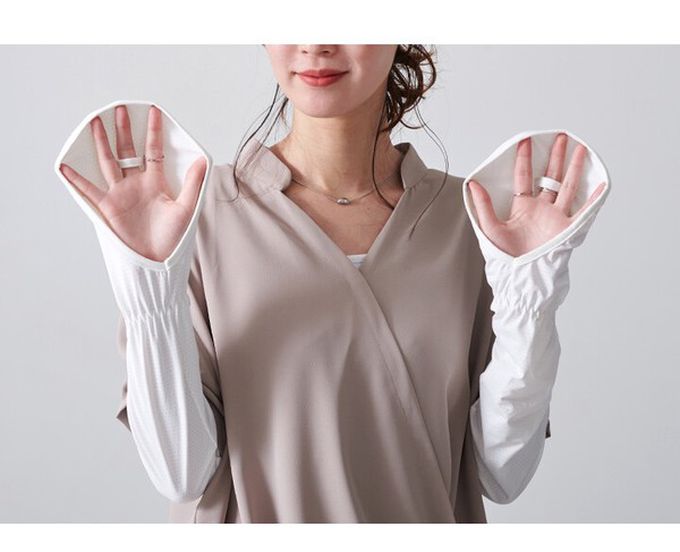 日本 LIZDAYS - 接觸涼感 抗UV彈性袖套(指環型覆蓋)-黑