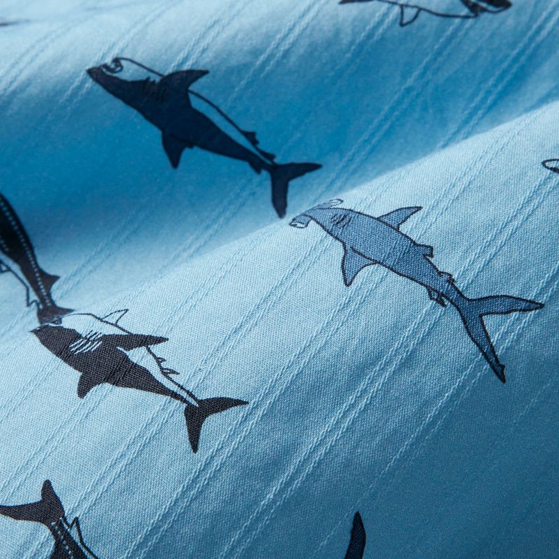 日本千趣會 - GITA 可當短褲2 WAY穿法的夏日甚平-鯊魚-水藍