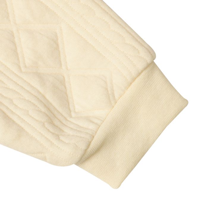 akachan honpo - 長袖鋪棉休閒上衣-下擺蕾絲-象牙白色