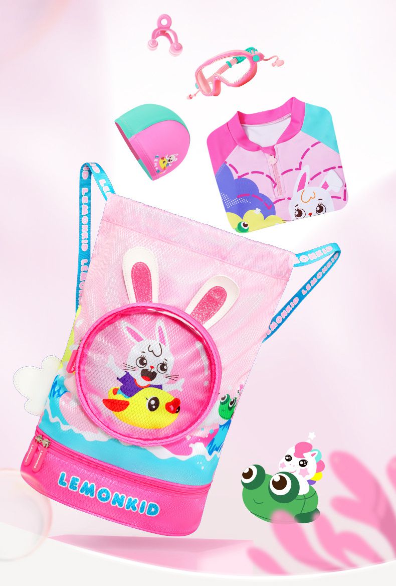 韓國lemonkid - 乾濕分離游泳包-粉小兔 (均碼)