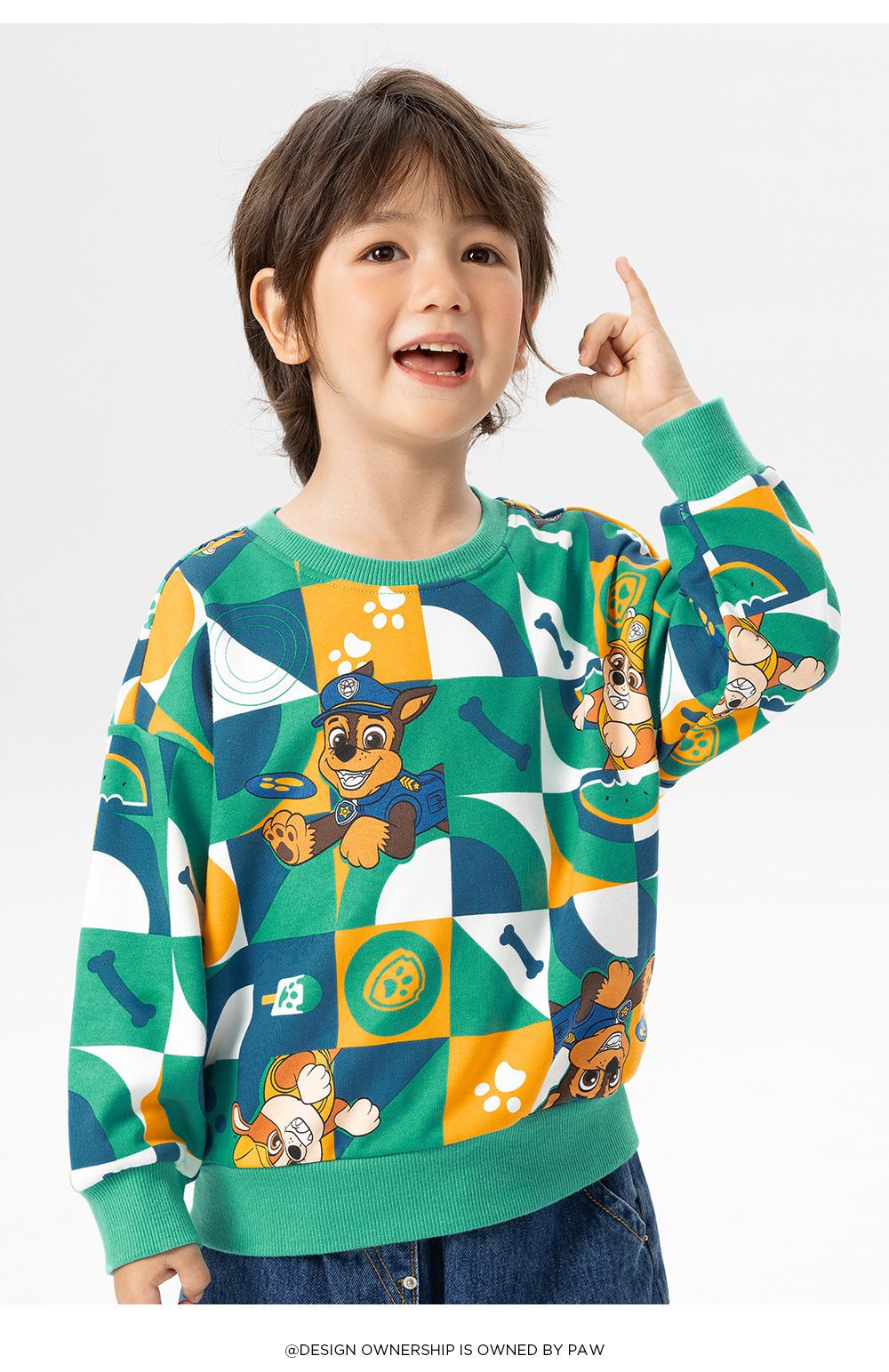 卡通汪汪隊滿版森林圓領長袖上衣-卡通人物天天-紫粉色