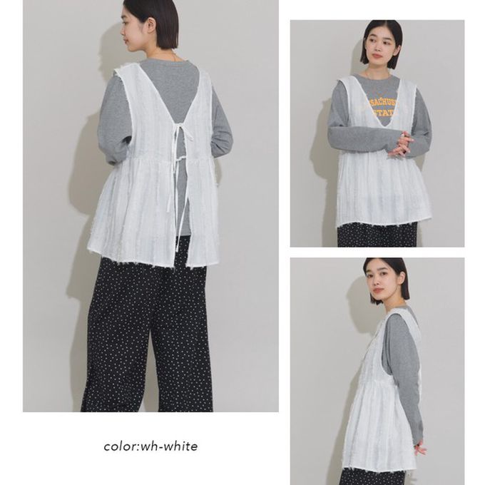 日本 OMNES - 前後2way甜美流蘇造型穿搭背心-咖啡