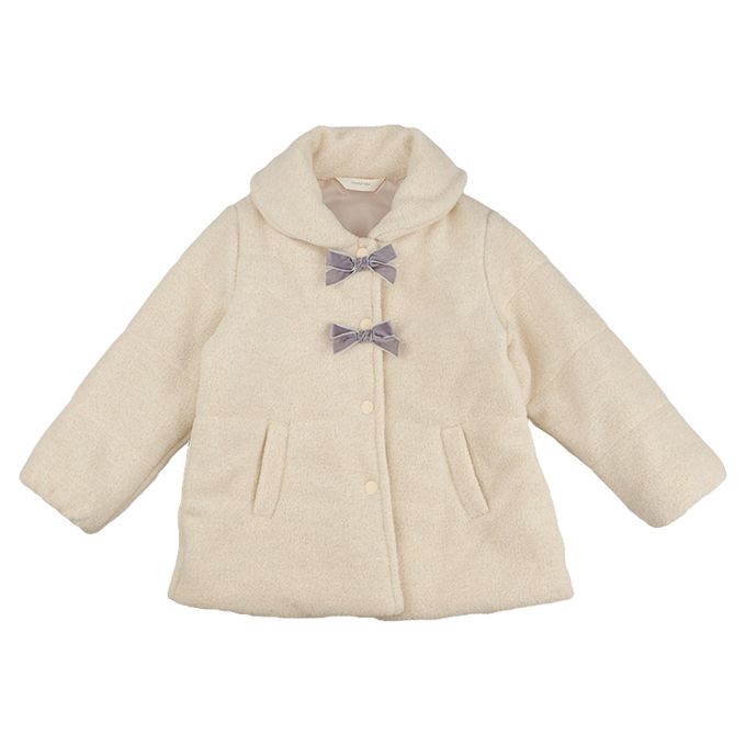 akachan honpo - 仿羔皮呢鋪棉夾克-淺卡其色