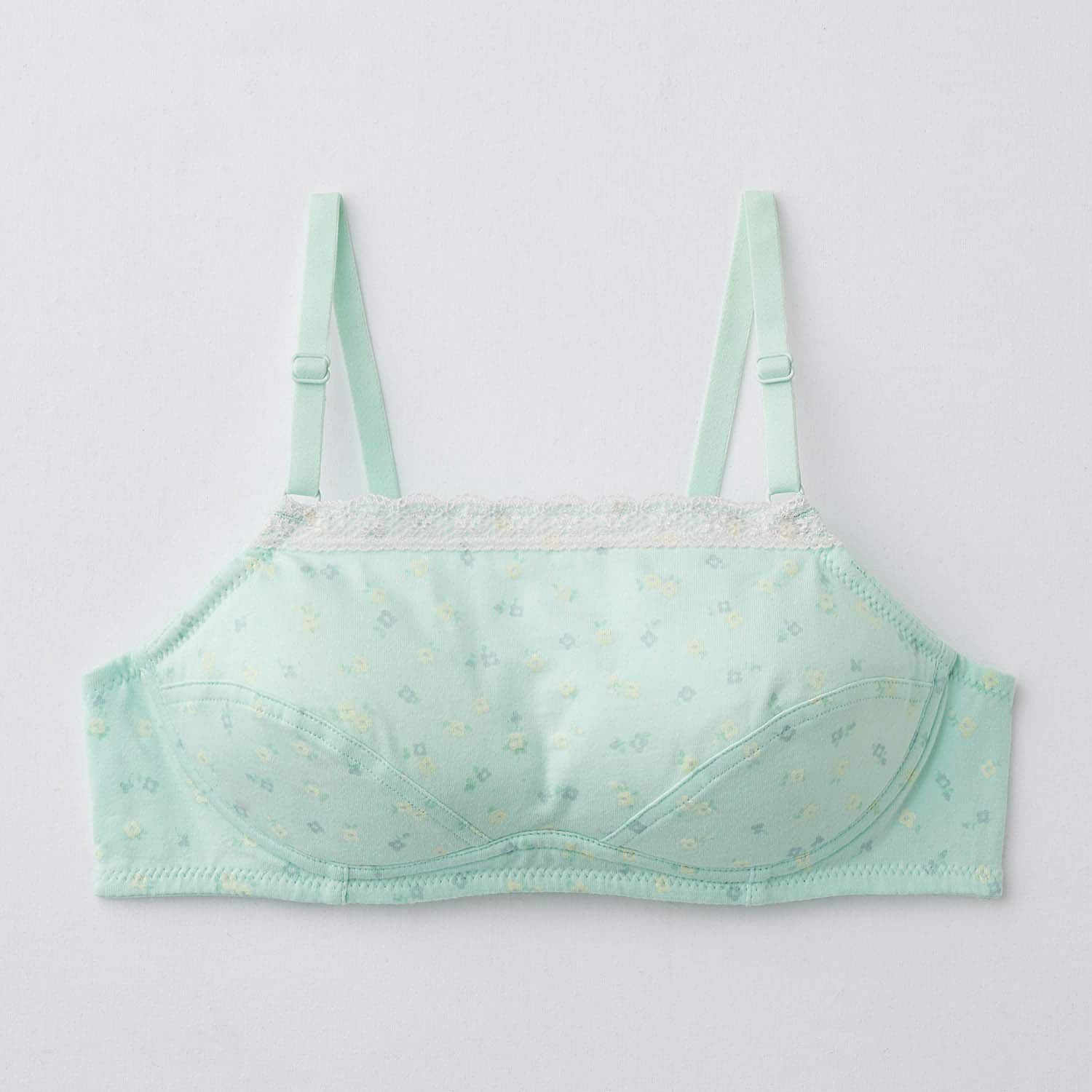 日本 Hummingchouchou - 輕柔包覆 少女成長型內衣(無背扣/肩帶可調)-條紋-粉紅