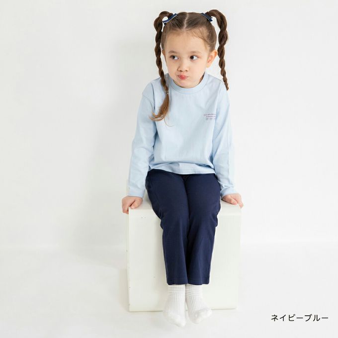 日本 BRANSHES - 愛心口袋彈力長褲-素面-黑