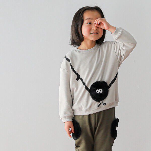 日本 Baby Room - 裏毛小妖精口袋長袖上衣-豆沙紅