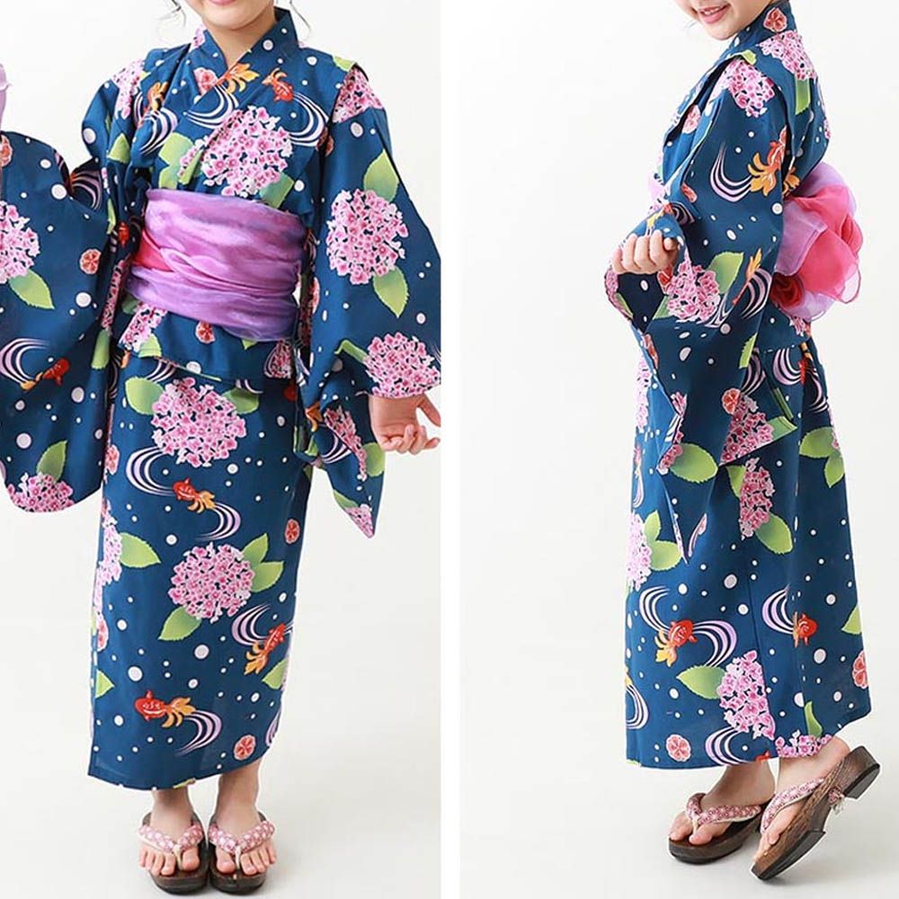 2way穿搭浴衣洋裝華麗4件組-夏夜金魚-海軍藍