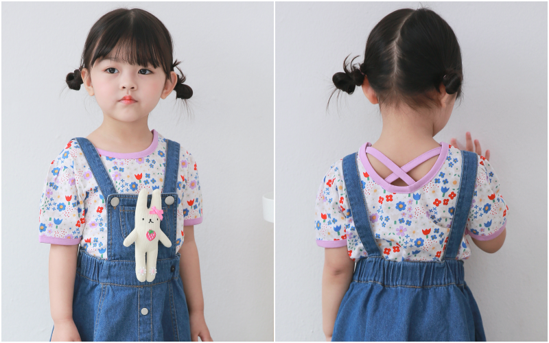 韓國 Coco rabbit - 滿版彩色花園T-粉紅