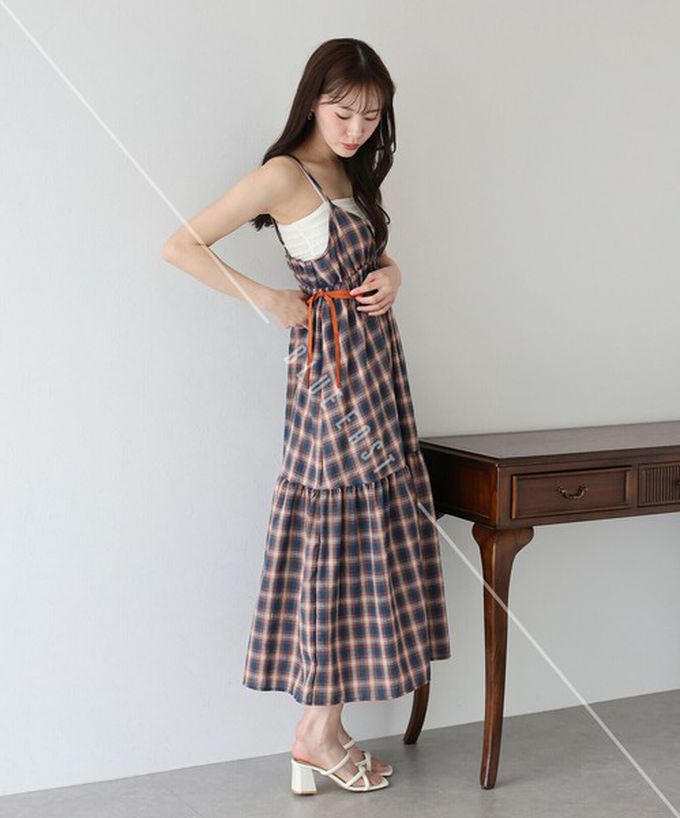 日本 BLUE EAST - 滿分可愛側蝴蝶結細肩帶洋裝-橘 (M)