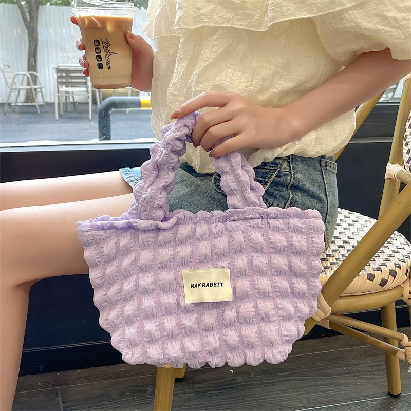 奶油泡泡雲朵手提包/托特包-紫色 ((19+12)x17x10cm)