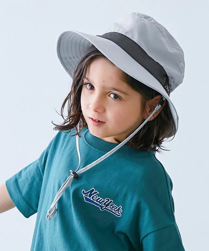 日本 devirock - UVcut 防潑水蓋脖遮陽帽(可親子裝)-黑