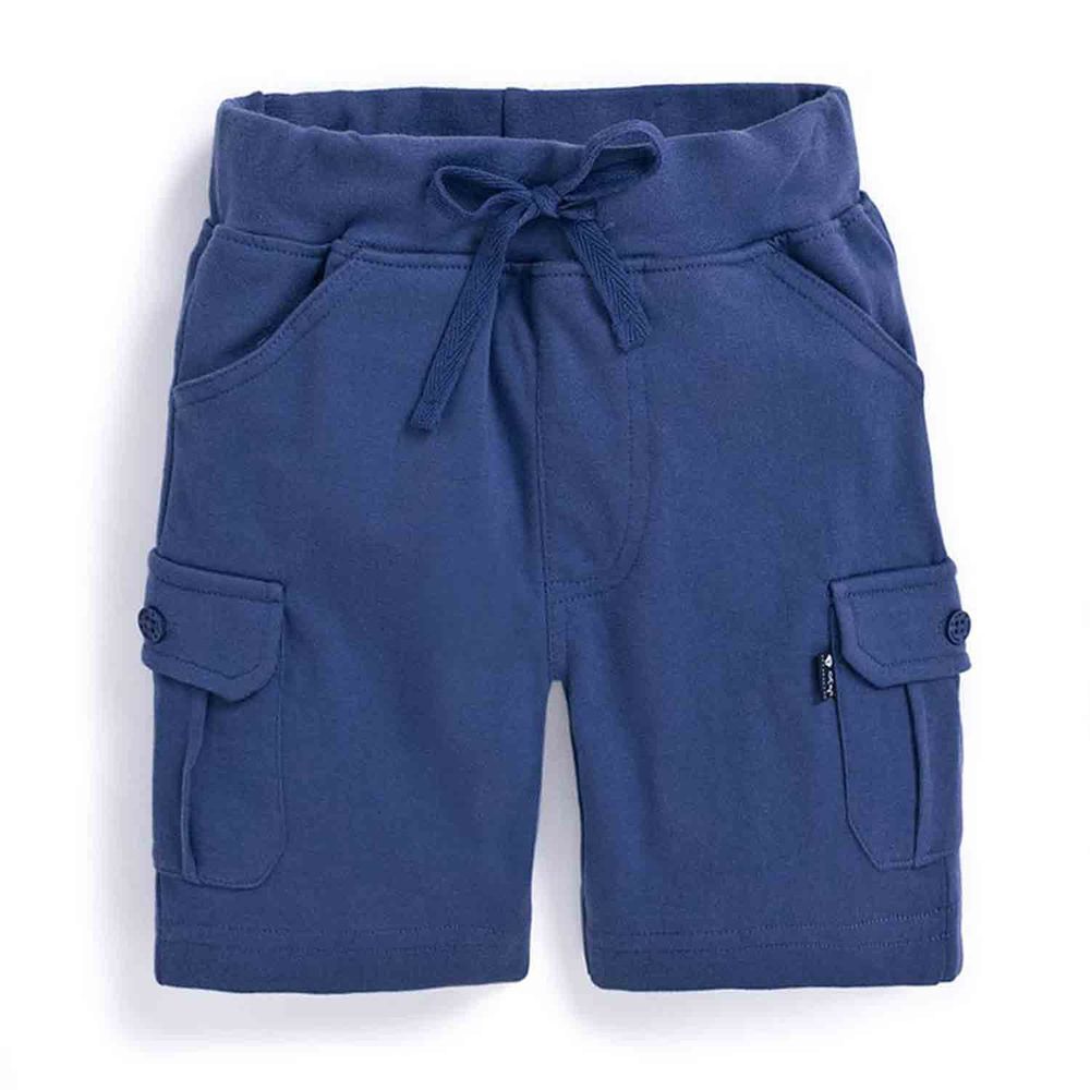 英國 JoJo Maman BeBe - 嬰幼兒/兒童100% 純棉綁繩短褲-天空藍