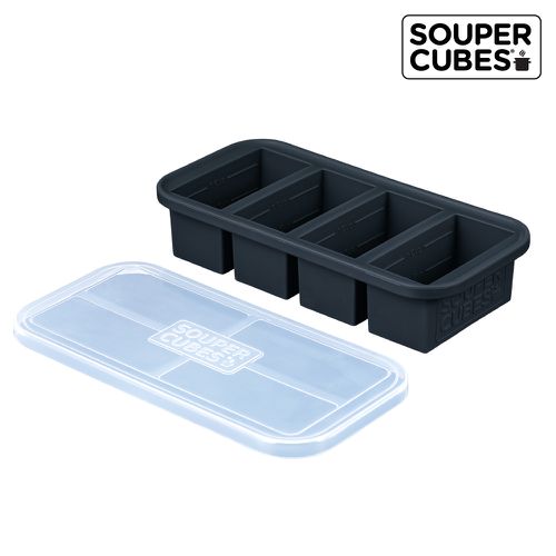 美國SOUPER CUBES - 多功能食品級矽膠保鮮盒4格_曜石灰(250ML/格)