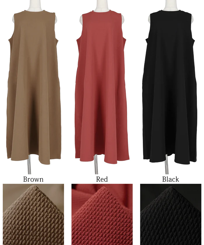 日本 COCA - 素面舒適彈性無袖A字洋裝-黑