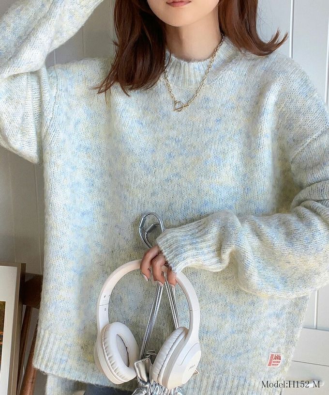 日本 Classical Elf - Java 溫柔感羊毛混紡針織上衣-水藍白