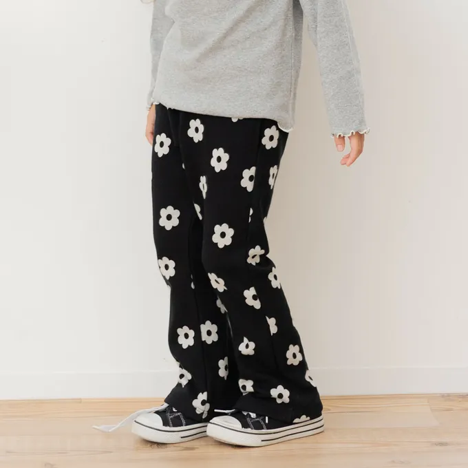 日本 Chil2 - 保暖內刷毛微喇叭彈力長褲-小格子-卡其