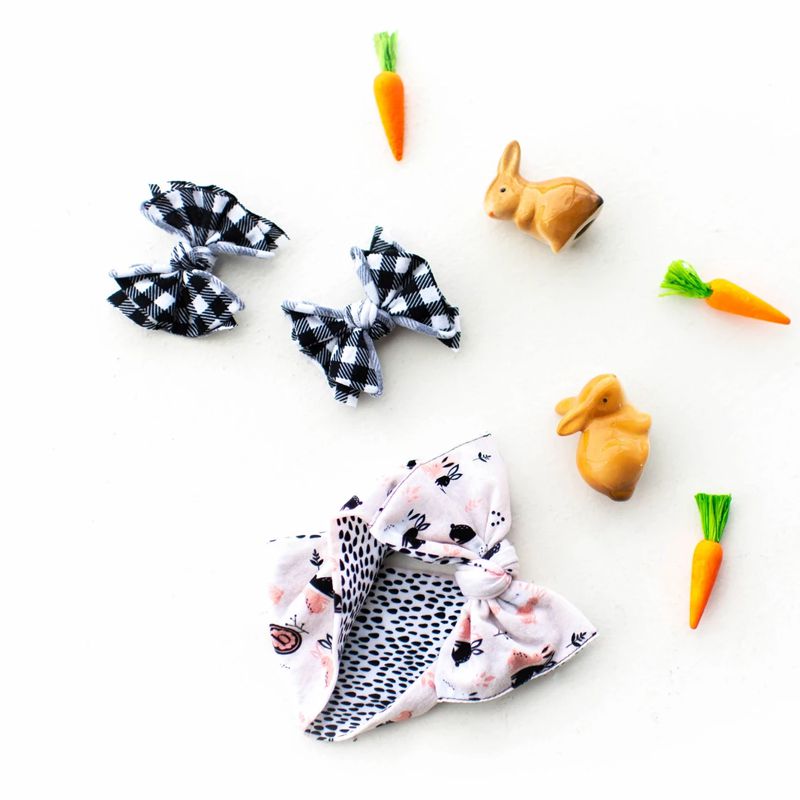 美國baby bling - 蝴蝶結髮飾/髮夾2入組-黑白格子