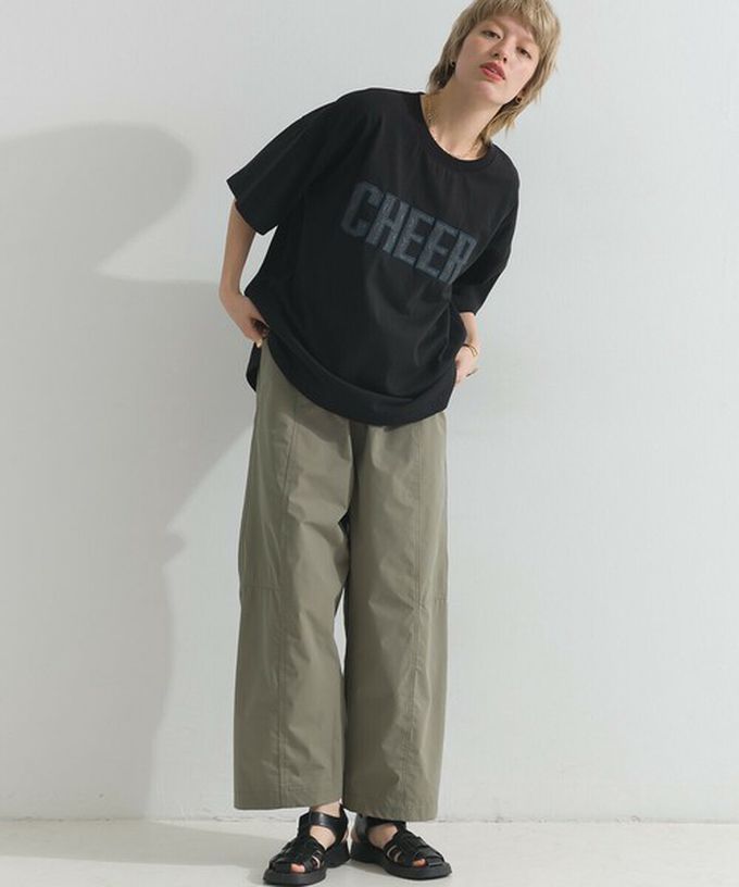 日本 le colis - 天竺棉蕾絲CHEER落肩短袖上衣-白