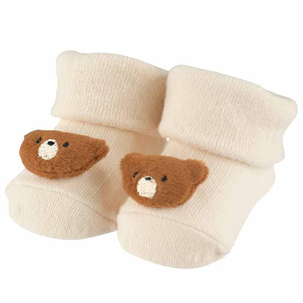 akachan honpo - 附造型裝飾襪-小熊-象牙白色 (7～9cm)
