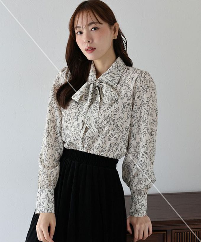 日本 BLUE EAST - 大人氣！優雅扭結雪紡長袖襯衫-白