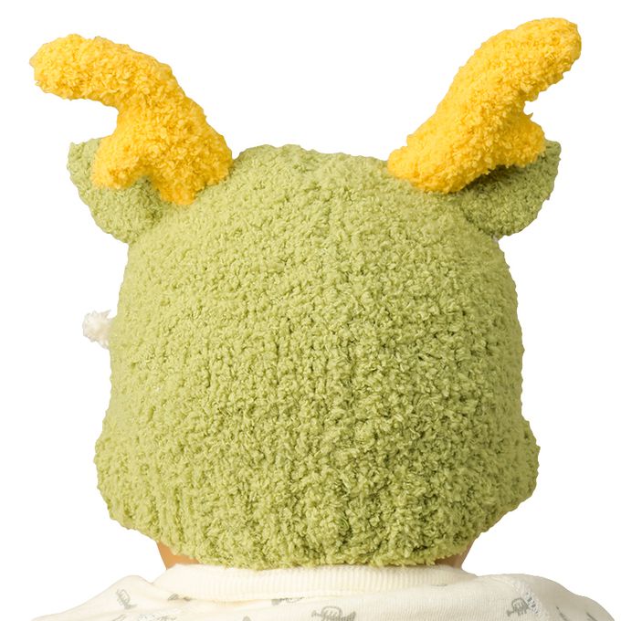 akachan honpo - 毛茸茸動物針織帽-綠色