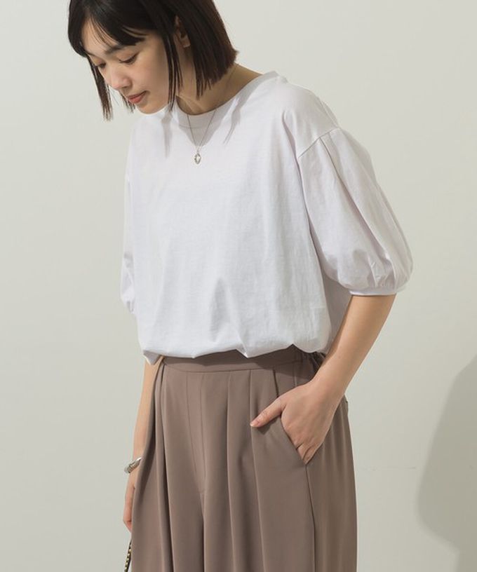 日本 Sans Souci 34+ - 絲滑混棉 可愛泡泡袖上衣-奶油米