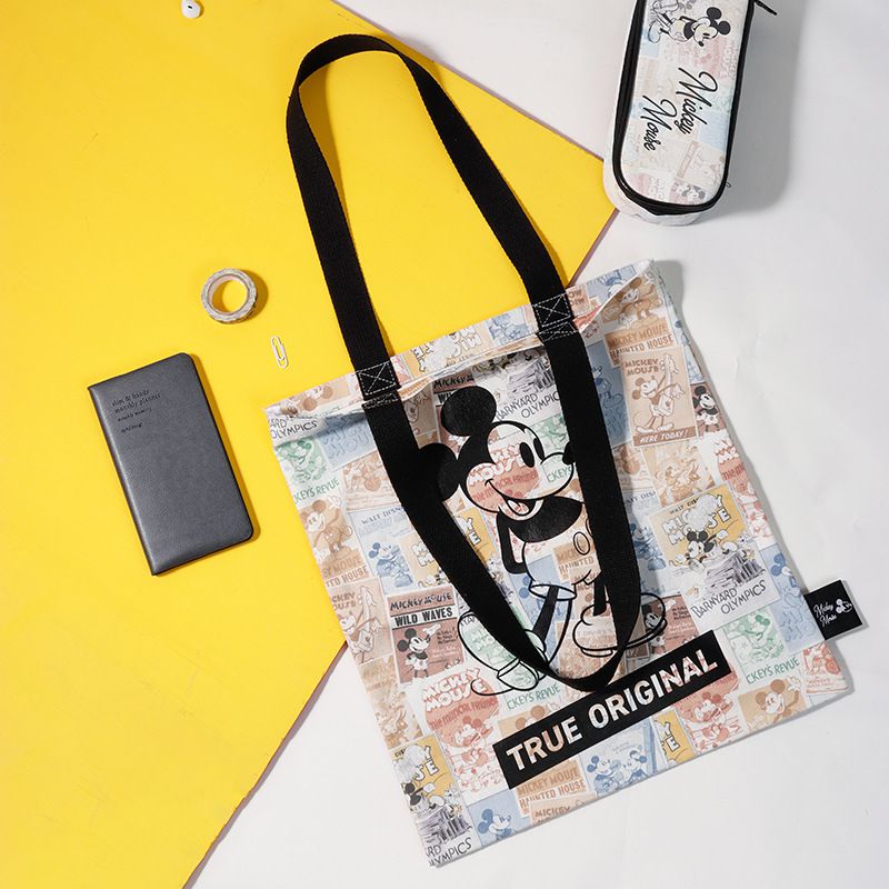 帆布單肩包-卡通經典米奇-海報色 (36.6x42cm)