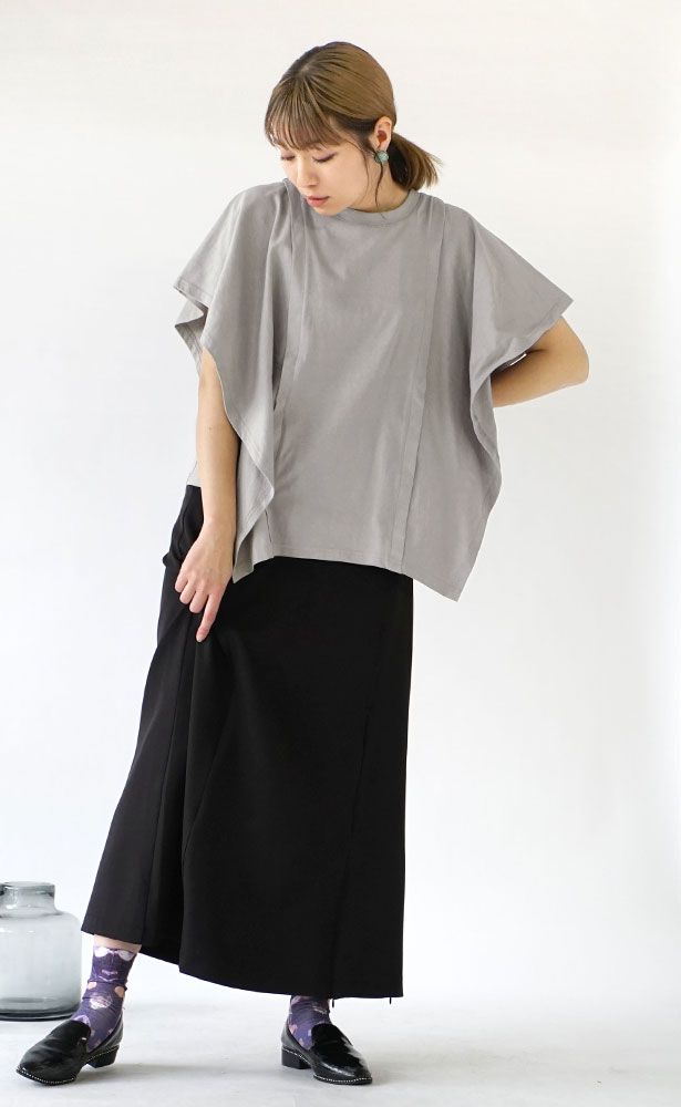 日本 zootie - 圓領波浪剪裁短袖上衣-天使白