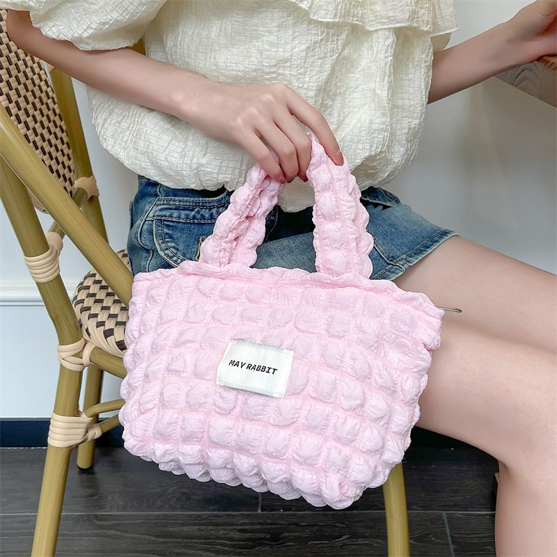 奶油泡泡雲朵手提包/托特包-紫色 ((19+12)x17x10cm)