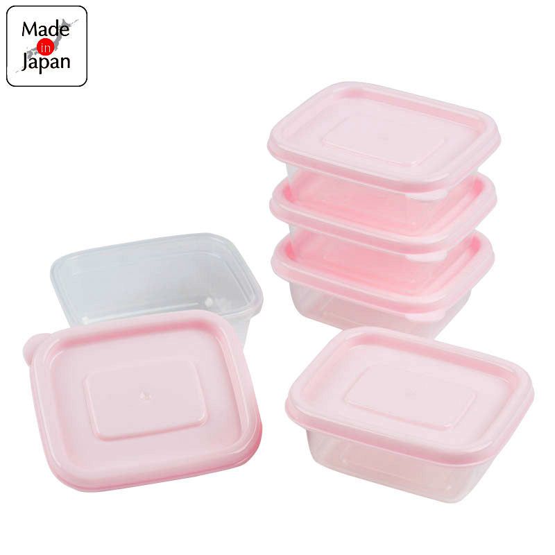 akachan honpo - 離乳食品保存容器-方形S號-粉紅色-5個入/60ml
