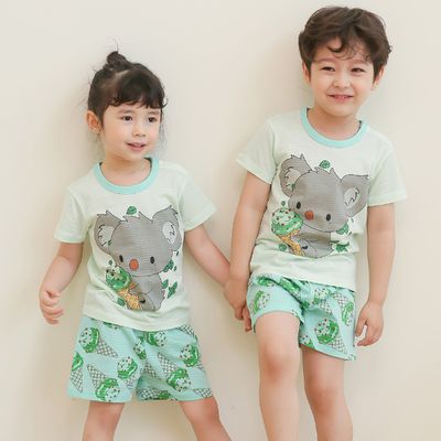 正韓 Puco - 超優質嬰幼兒/兒童短袖100% 有機棉家居服/睡衣-無尾熊吃冰淇淋