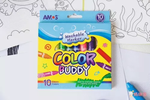 韓國 AMOS - 12色細頭可水洗彩色筆