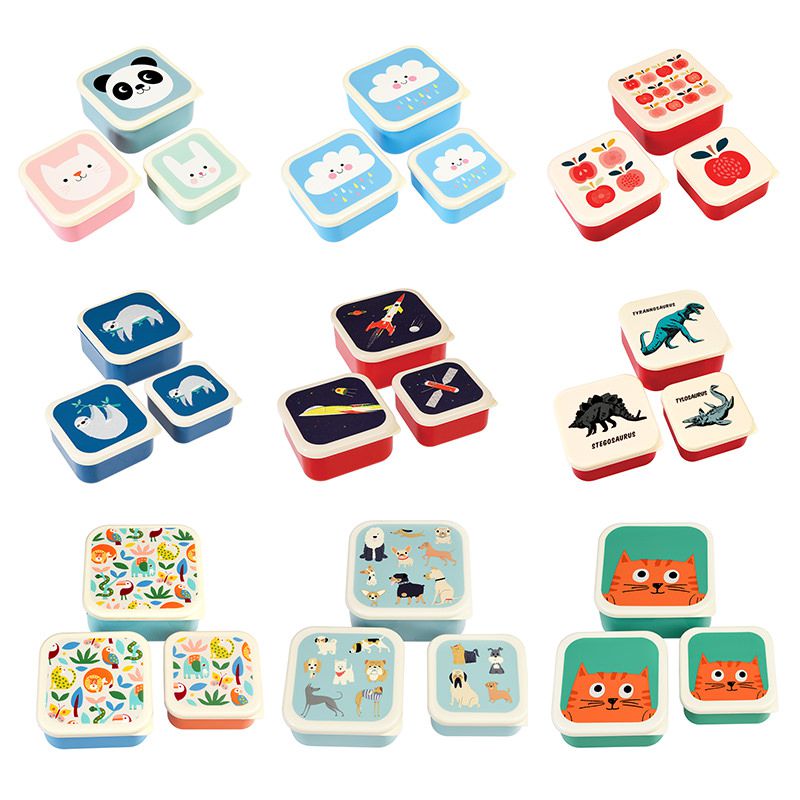 英國 Rex London - 餐盒/零食盒3入組-大眼橘貓