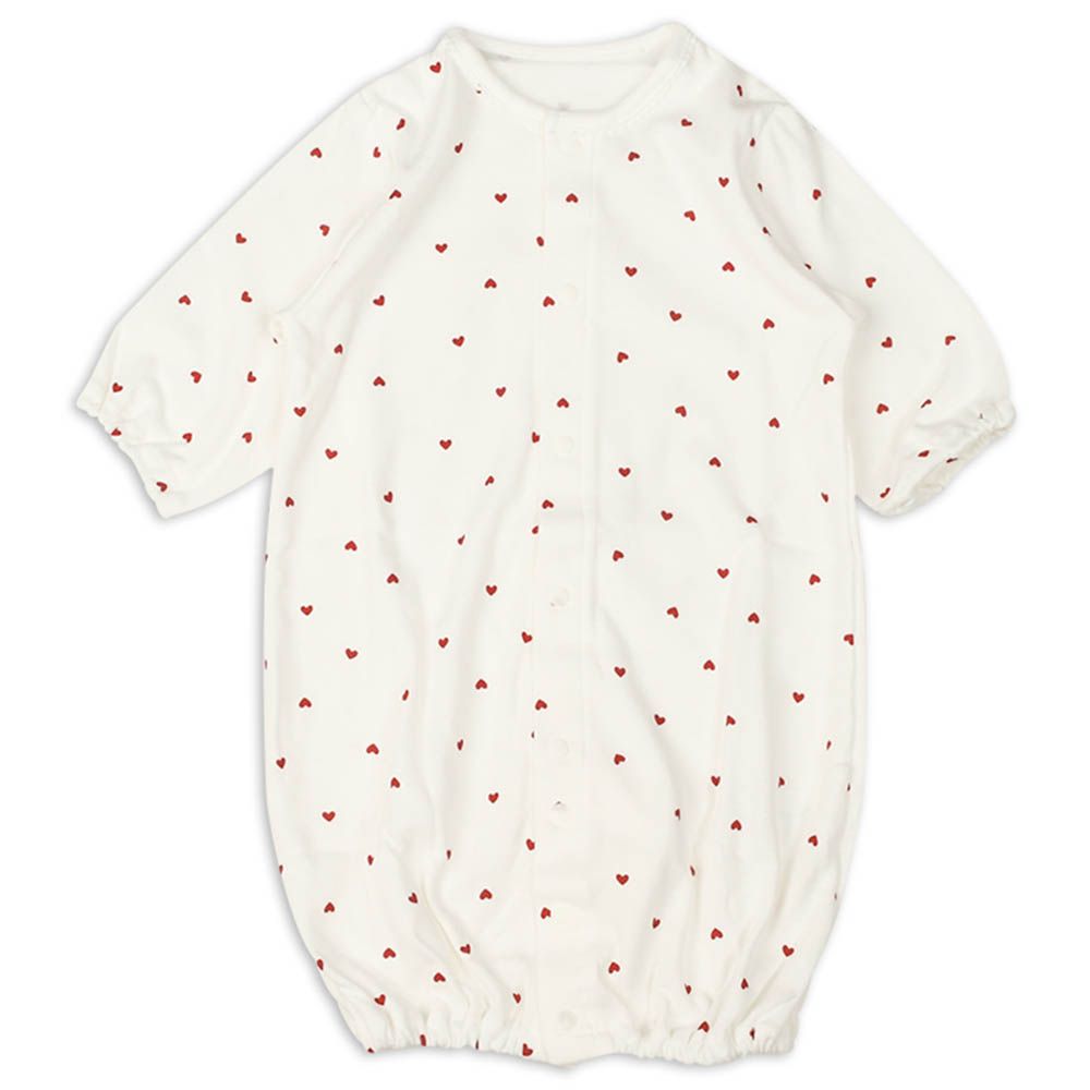 長袖連身衣腿部寬鬆款-愛心-紅色 (50~60cm)