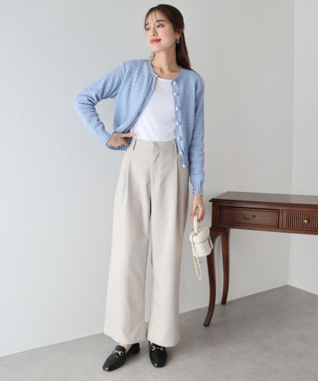 日本 BLUE EAST - 人魚編珍珠扣針織外套-深海藍