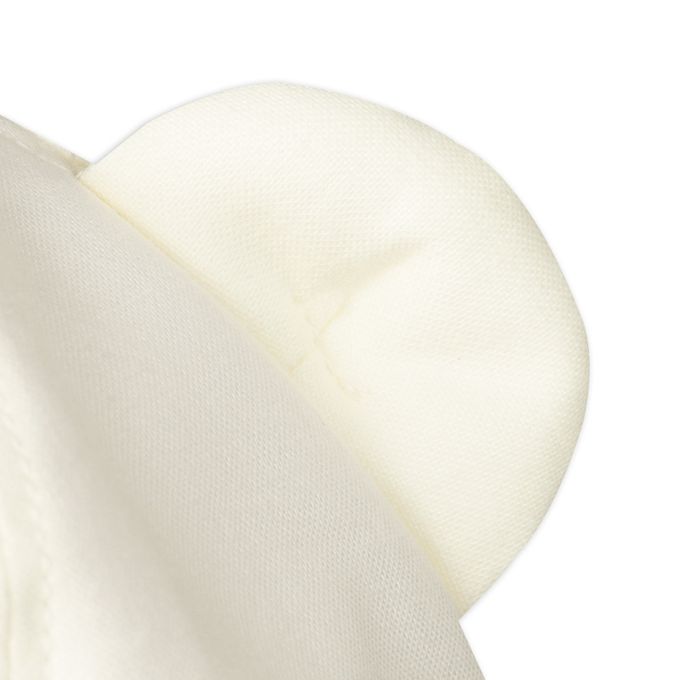 akachan honpo - 反折帽-熊耳 格紋-米白色