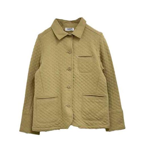 日本 OMNES - 時尚菱紋鋪棉西裝外套-卡其
