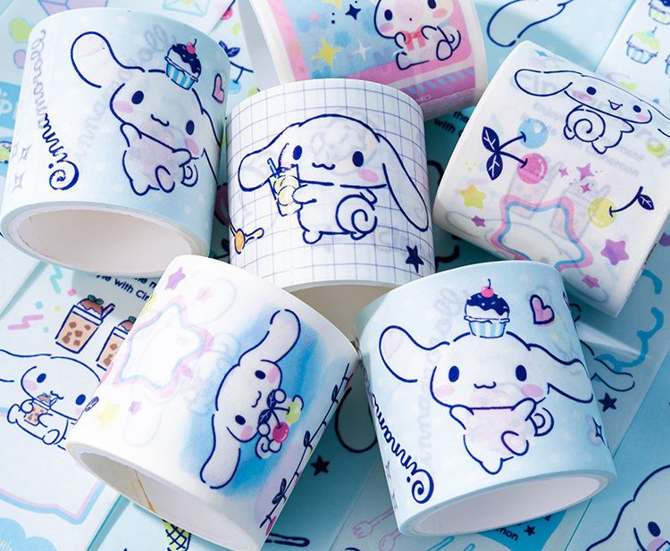 卡通筆記手帳膠帶-卡通人物大耳狗-藍色 (總長300cm)-款式隨機