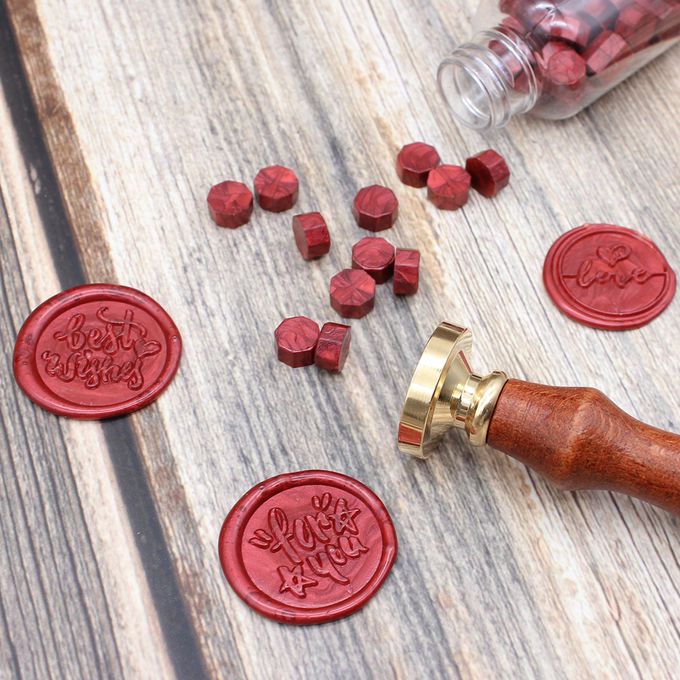 HAPPYMT - 火漆封蠟入門超值組-祝福語Bestwishes-紅色蠟粒