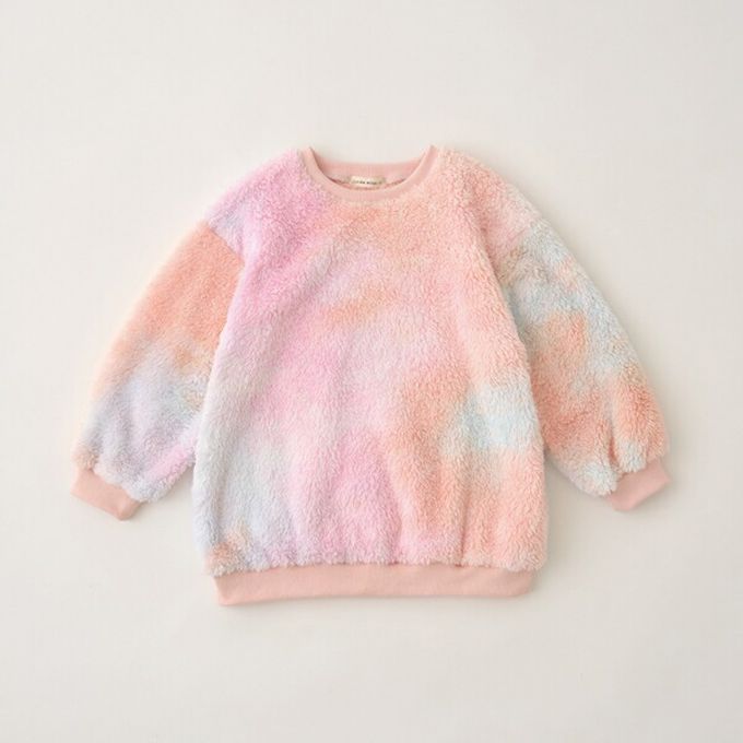 日本 Lycee mine - 夢幻暈染毛茸茸寬鬆長袖上衣-粉橘系