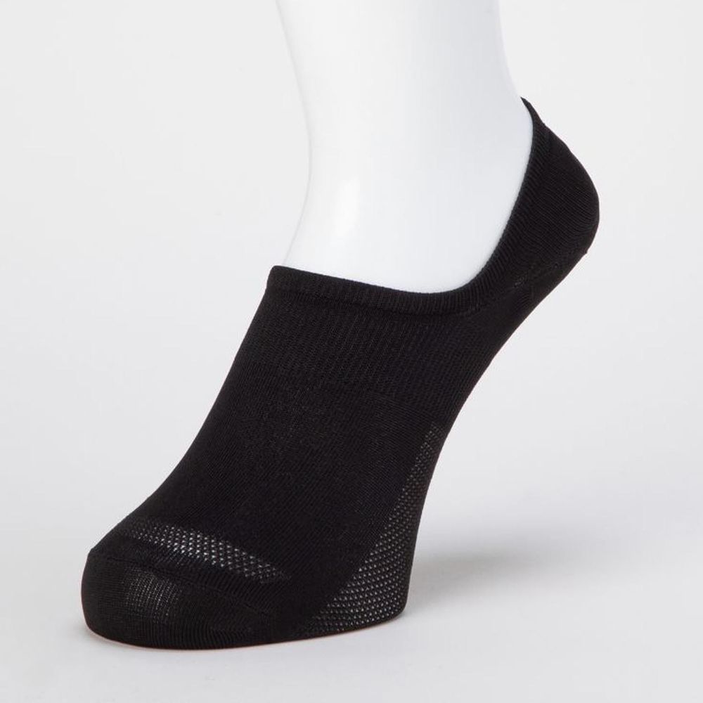 日本 okamoto - 超強專利防滑ㄈ型隱形襪-光滑編織 超深履款-黑