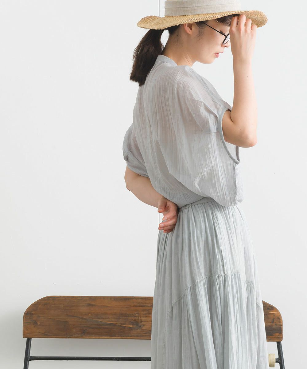 日本女裝代購 - 100%印度棉 空氣感落肩短袖上衣-淺卡其