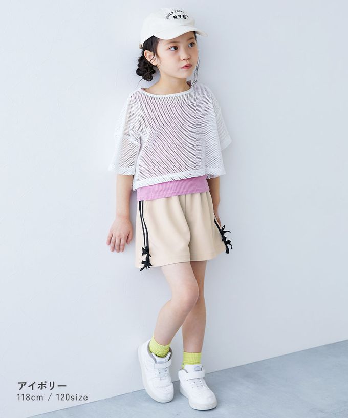 日本 devirock - 可愛側蝴蝶結厚磅短褲-米白