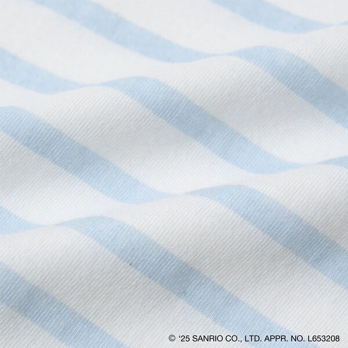 日本 Lycee mine - 100%棉 海洋風法式澎袖上衣-卡通人物大耳狗-紅白條紋