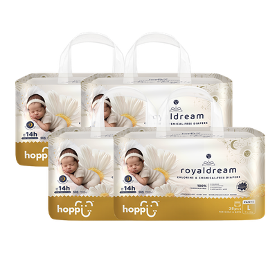Hoppi - royaldream 皇家系列嬰兒尿布－褲型(L)－38片－4袋